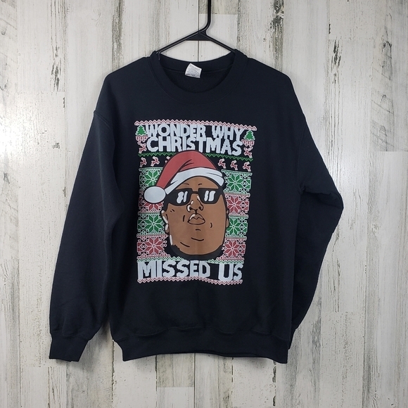 Gildan biggie smalls Christmas sweater gender neutral size medium - Picture 1 of 10